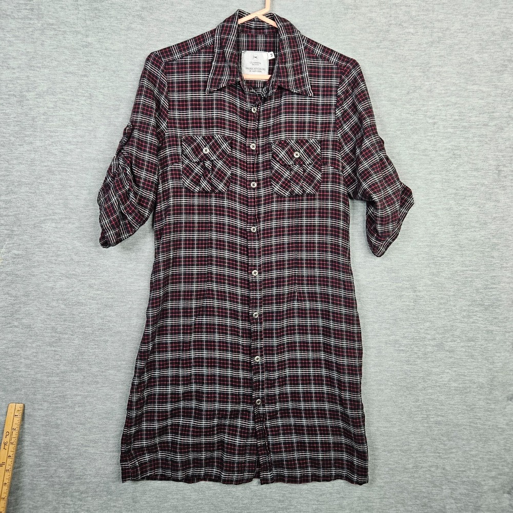 AMERICAN COLORS By Alex Lehr Classis Button up Cotton Long Tunic Shirt Sz M